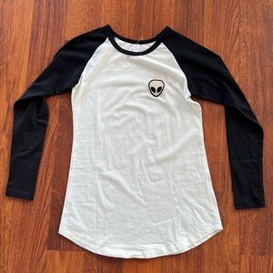 Black and White Raglan Tee with Alien Patch